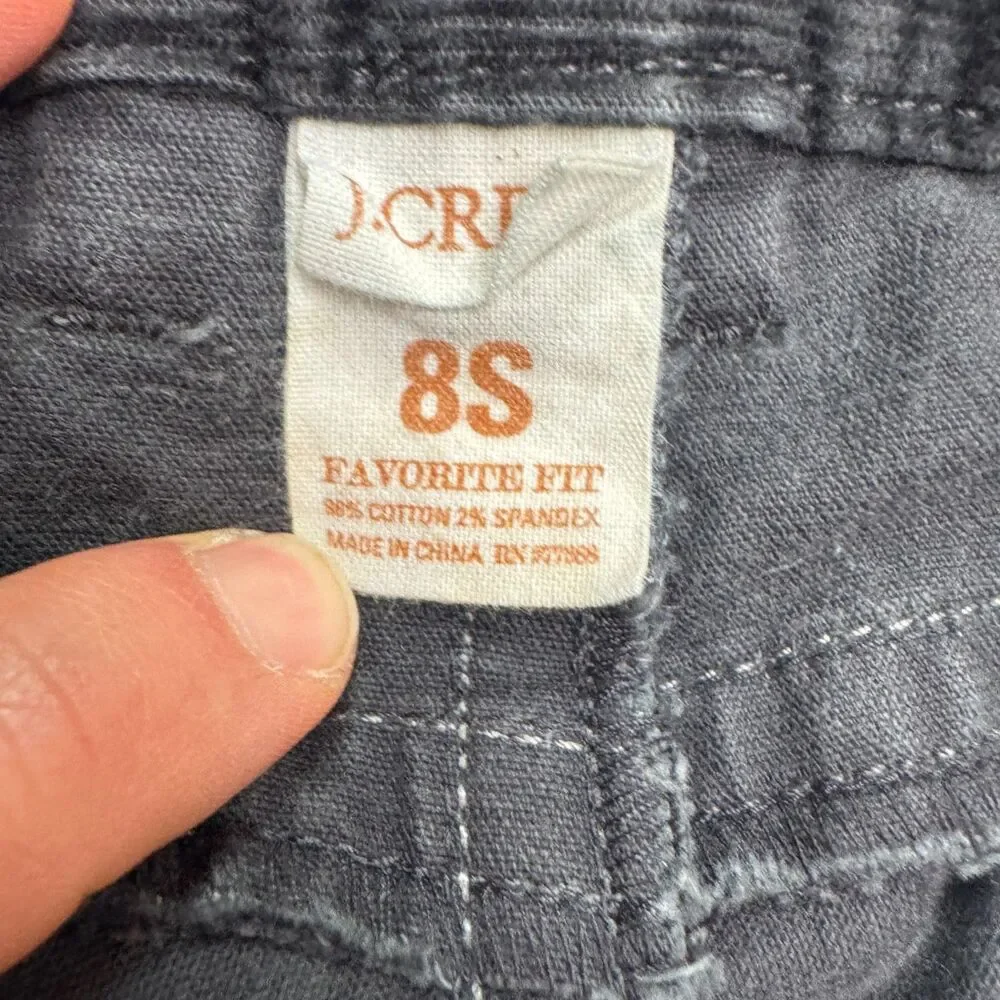 J.Crew Favorite Fit Corduroy Pants Womens 8 Short Charcoal Gray Mid Rise Stretch